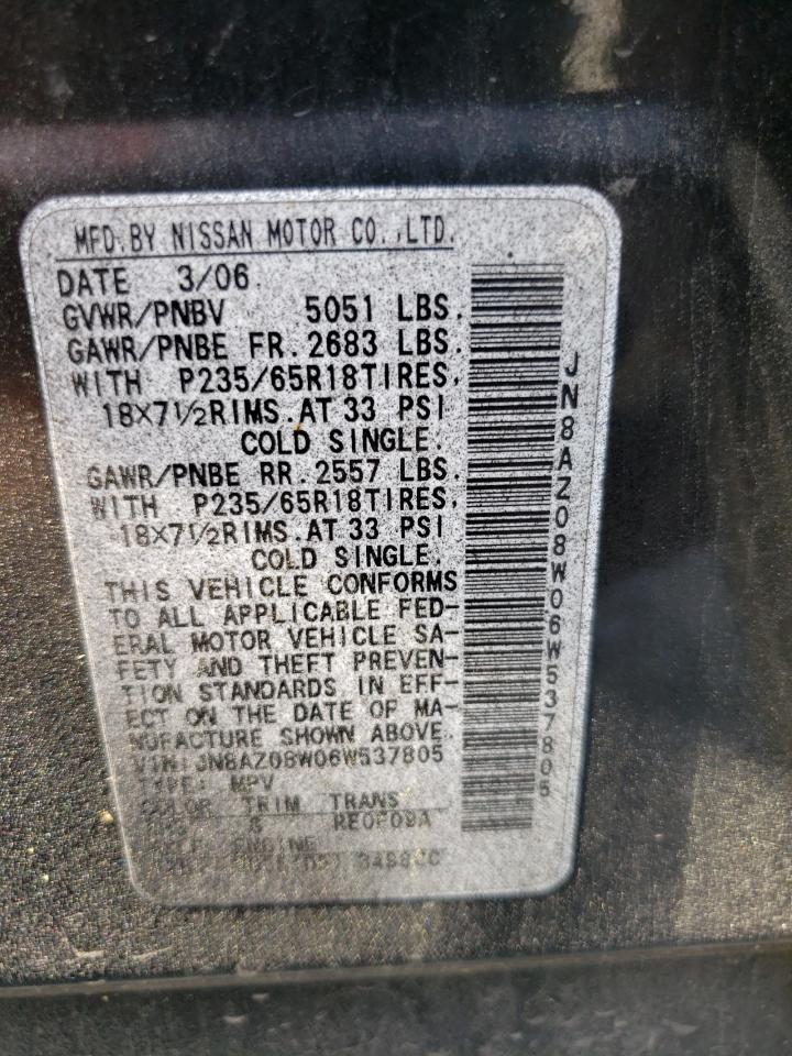 JN8AZ08W06W537805 2006 Nissan Murano Sl