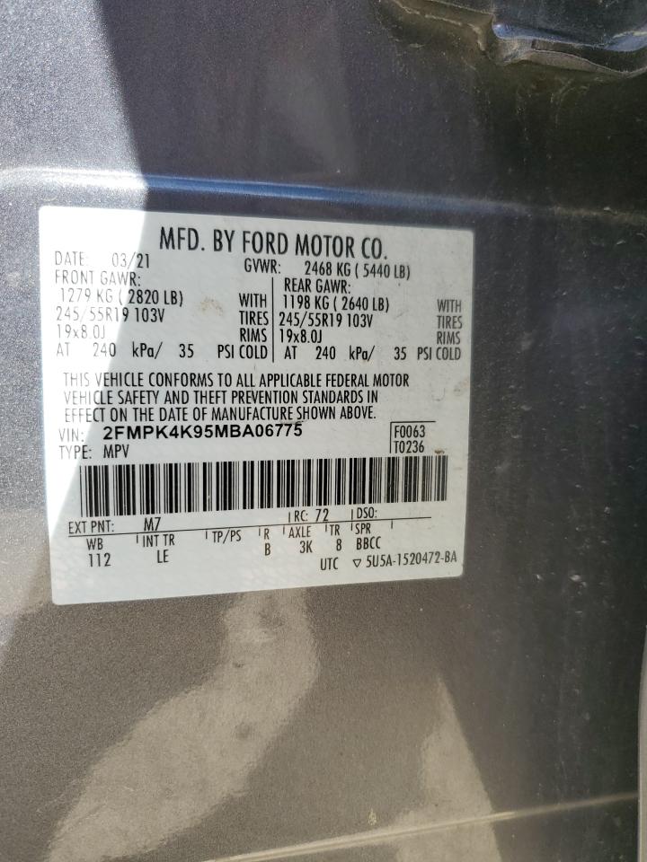 2FMPK4K95MBA06775 2021 Ford Edge Titanium