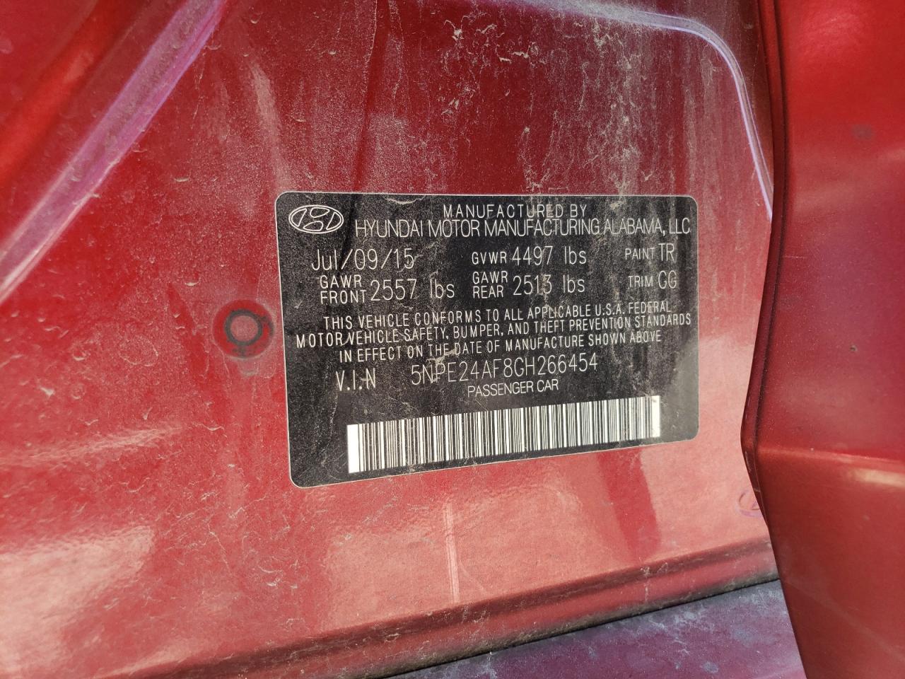 5NPE24AF8GH266454 2016 Hyundai Sonata Se