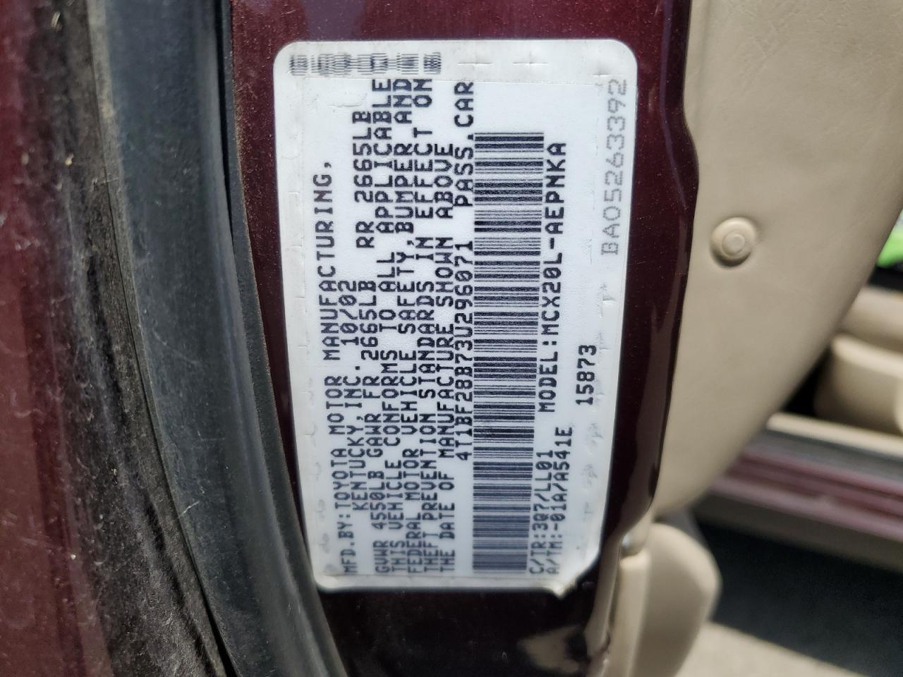 4T1BF28B73U296071 2003 Toyota Avalon Xl