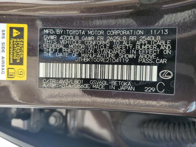 2014 Lexus Es 350 VIN: JTHBK1GG9E2104119 Lot: 59253974