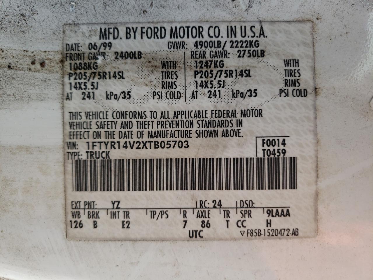 1FTYR14V2XTB05703 1999 Ford Ranger Super Cab