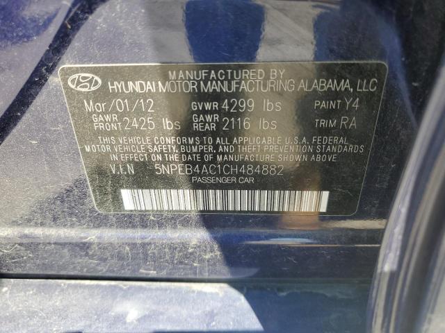 2012 Hyundai Sonata Gls VIN: 5NPEB4AC1CH484882 Lot: 60752154