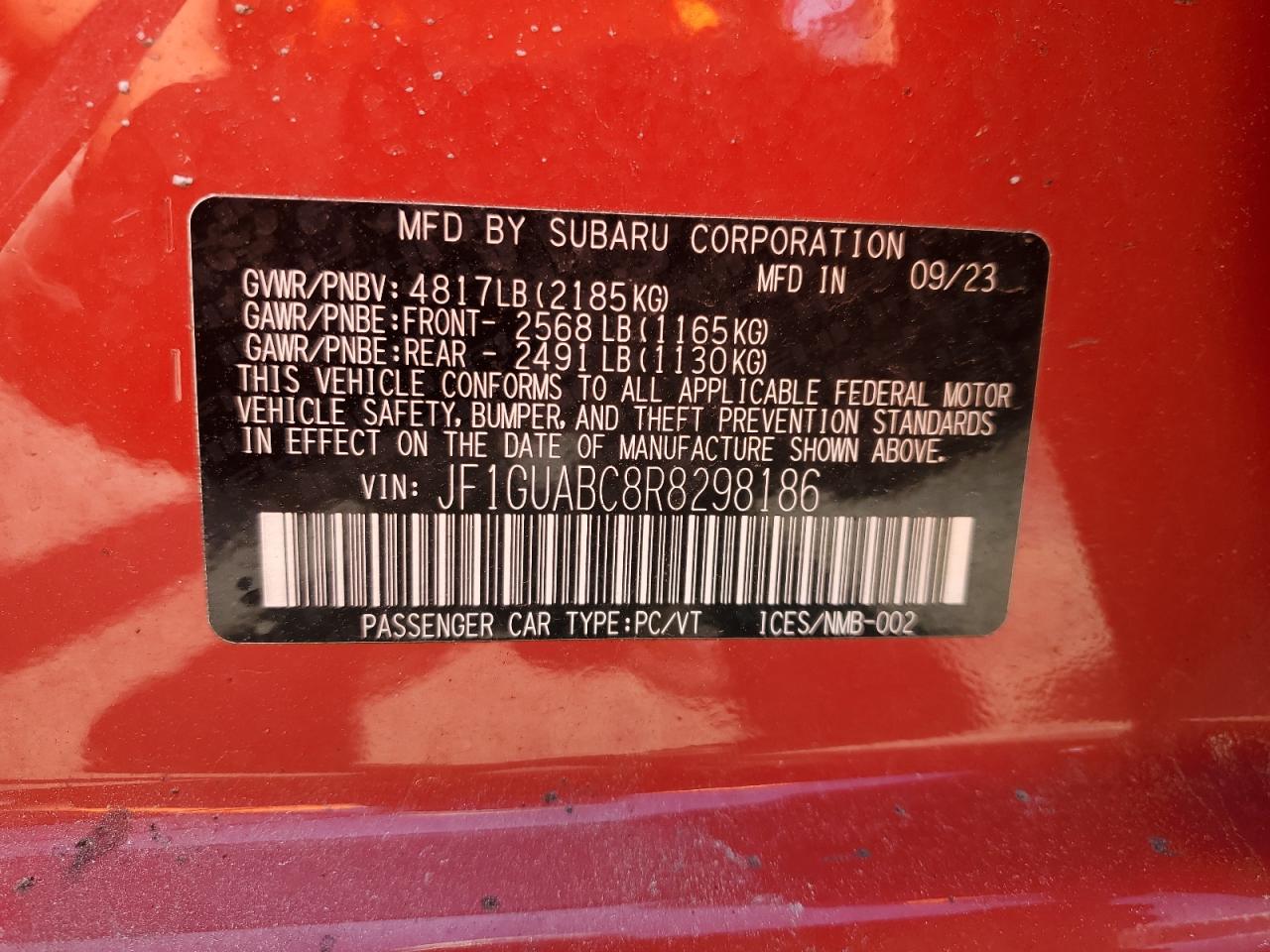 JF1GUABC8R8298186 2024 Subaru Impreza