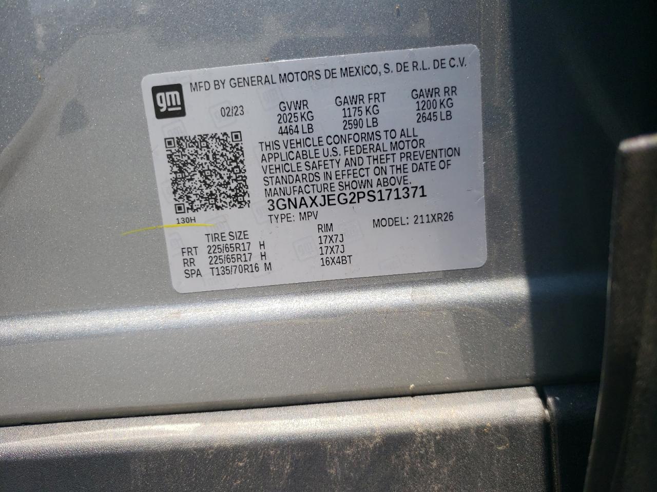 2023 Chevrolet Equinox Lt vin: 3GNAXJEG2PS171371