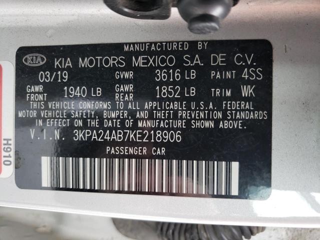 2019 Kia Rio S VIN: 3KPA24AB7KE218906 Lot: 58166584