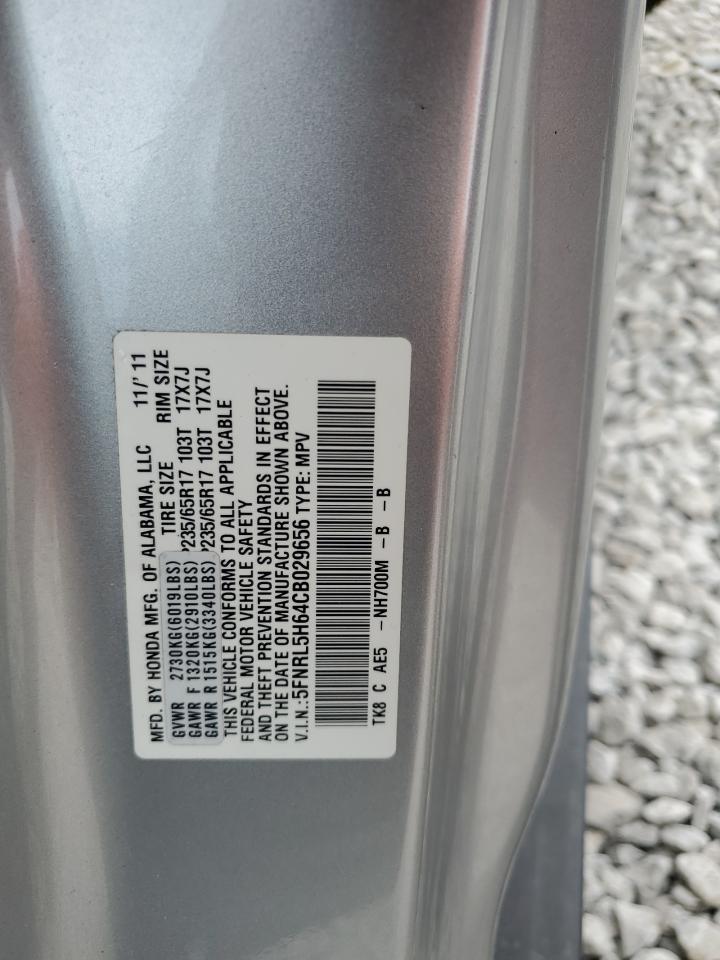 5FNRL5H64CB029656 2012 Honda Odyssey Exl