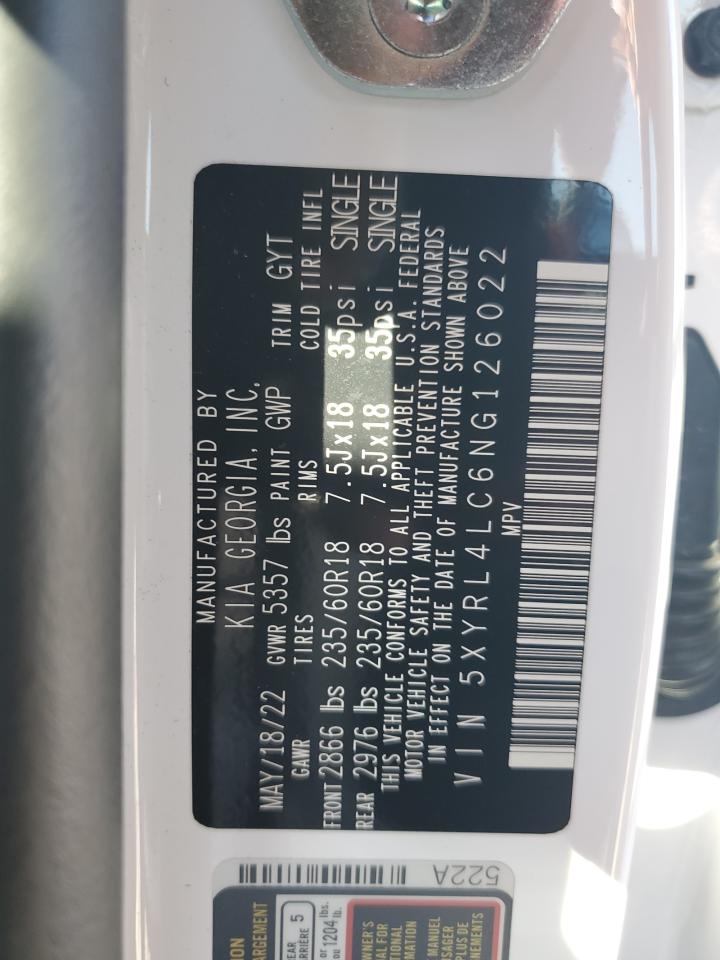 5XYRL4LC6NG126022 2022 Kia Sorento S