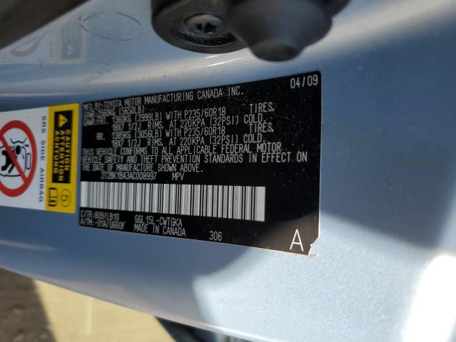 2010 Lexus Rx 350 VIN: 2T2BK1BA3AC008997 Lot: 59359414