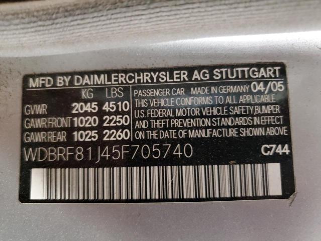 2005 Mercedes-Benz C 240 4Matic VIN: WDBRF81J45F705740 Lot: 60885924