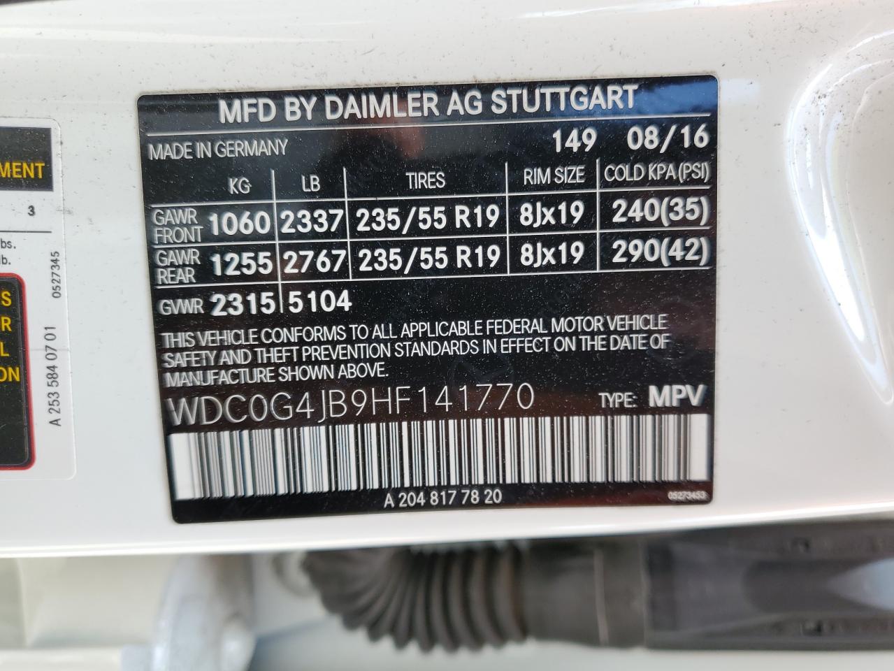 WDC0G4JB9HF141770 2017 Mercedes-Benz Glc 300