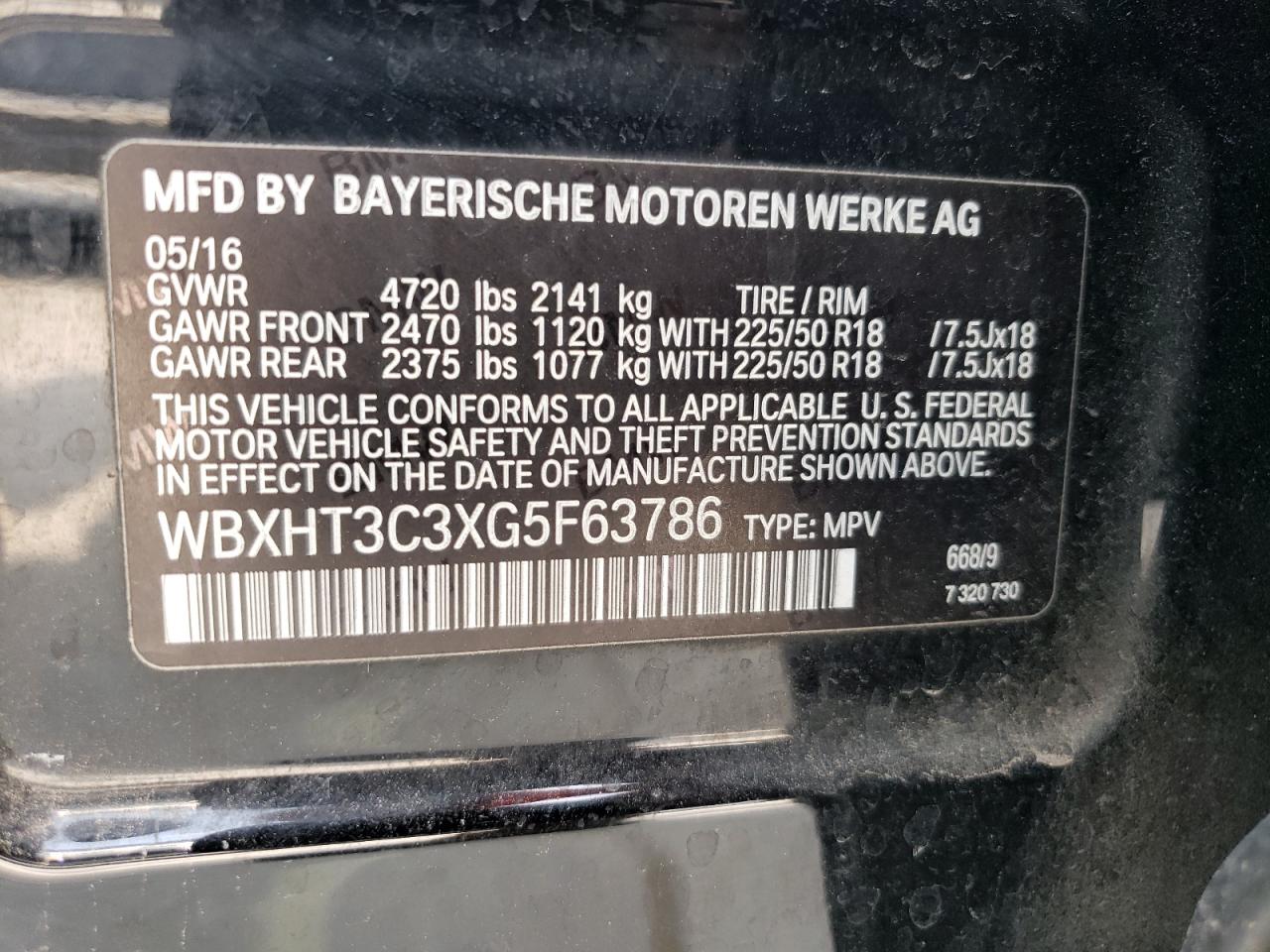 WBXHT3C3XG5F63786 2016 BMW X1 xDrive28I