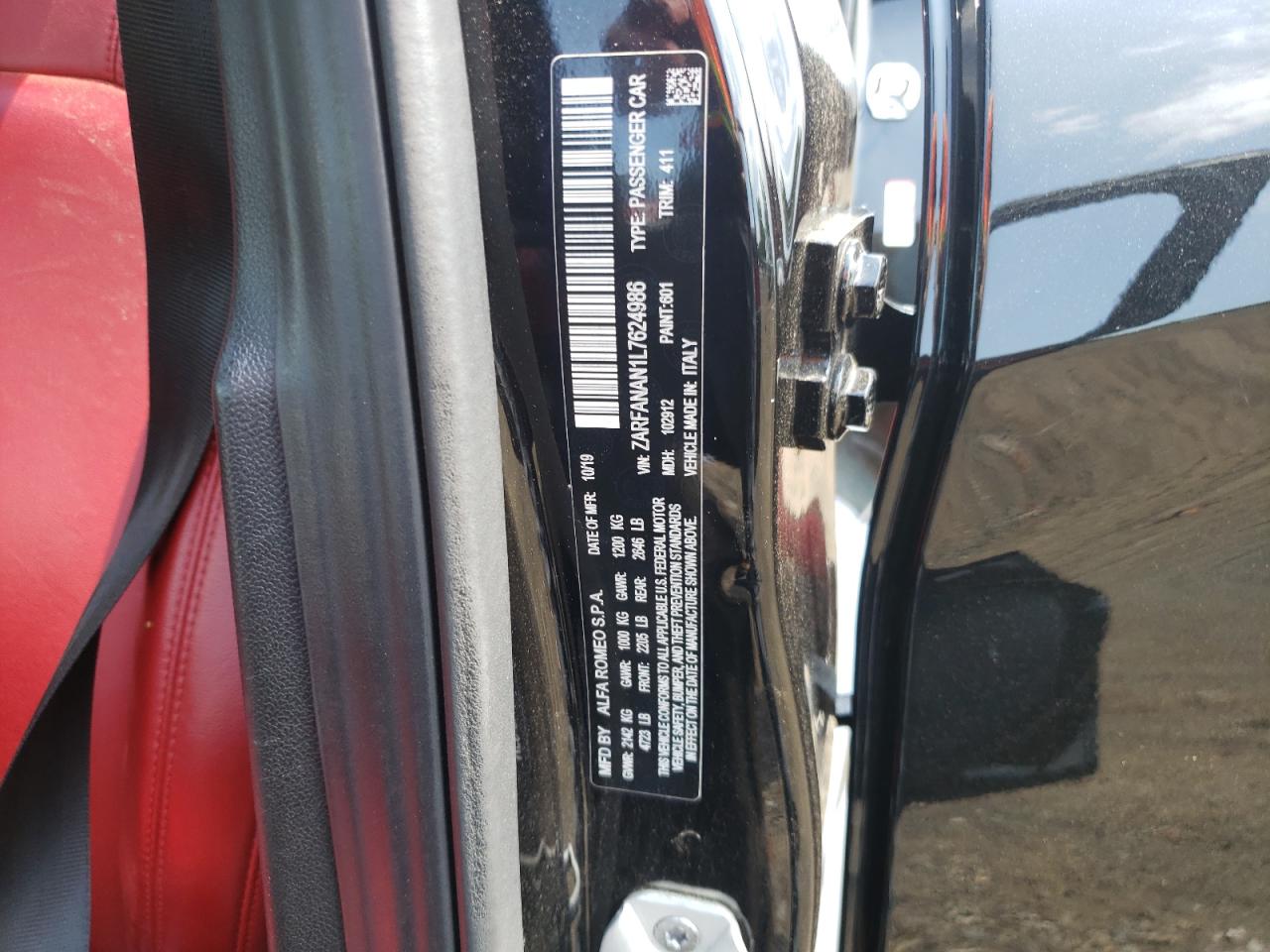 ZARFANAN1L7624986 2020 Alfa Romeo Giulia