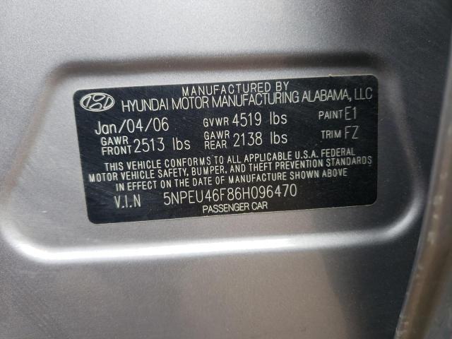 2006 Hyundai Sonata Gls VIN: 5NPEU46F86H096470 Lot: 60971894