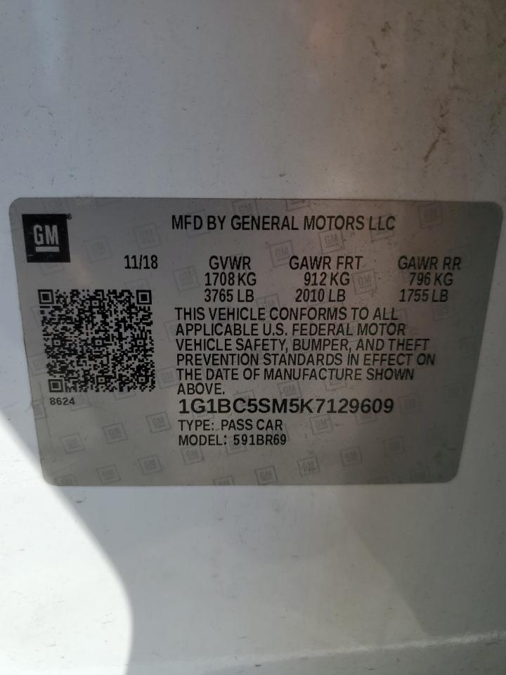 1G1BC5SM5K7129609 CHEVROLET CRUZE 2019