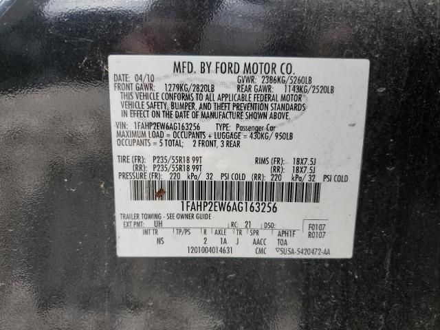 2010 Ford Taurus Sel VIN: 1FAHP2EW6AG163256 Lot: 59776374