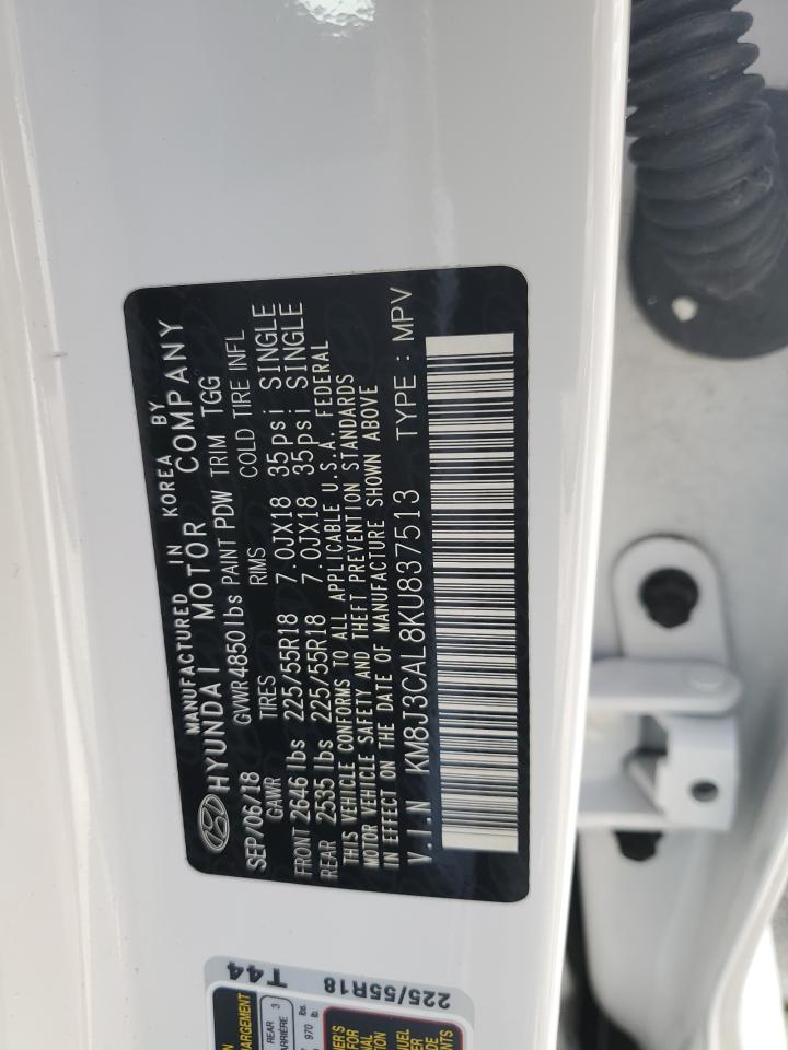 KM8J3CAL8KU837513 2019 Hyundai Tucson Limited