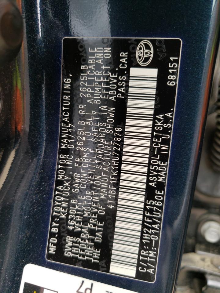 4T1BF1FK1HU727878 TOYOTA CAMRY 2017