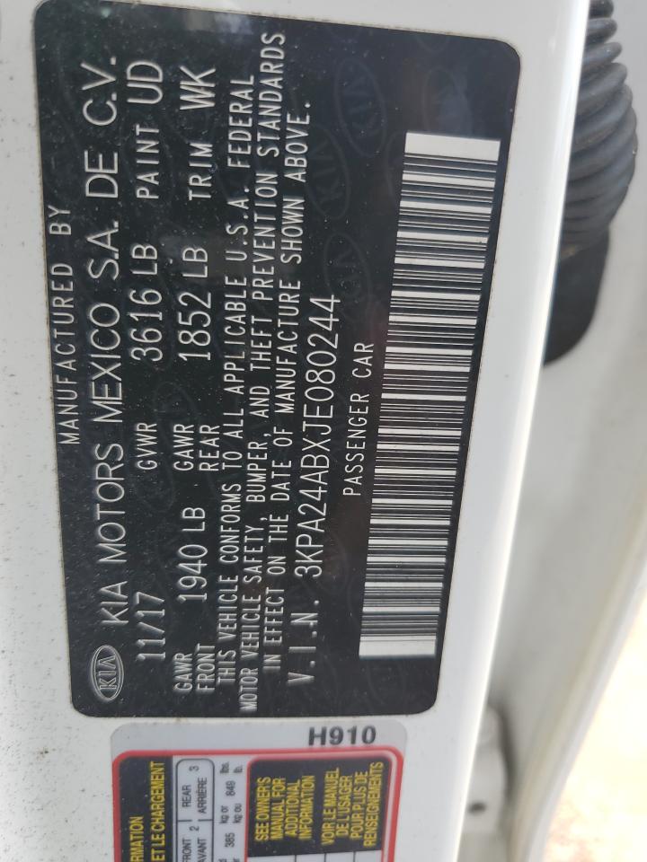 3KPA24ABXJE080244 2018 Kia Rio Lx