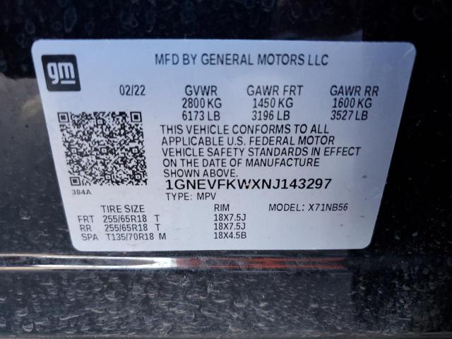2022 CHEVROLET TRAVERSE L - 1GNEVFKWXNJ143297