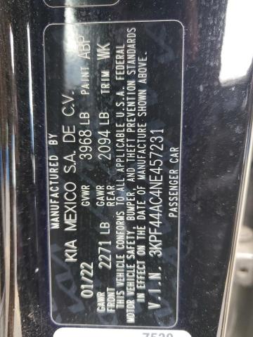2022 Kia Forte Gt VIN: 3KPF44AC4NE457231 Lot: 58292624