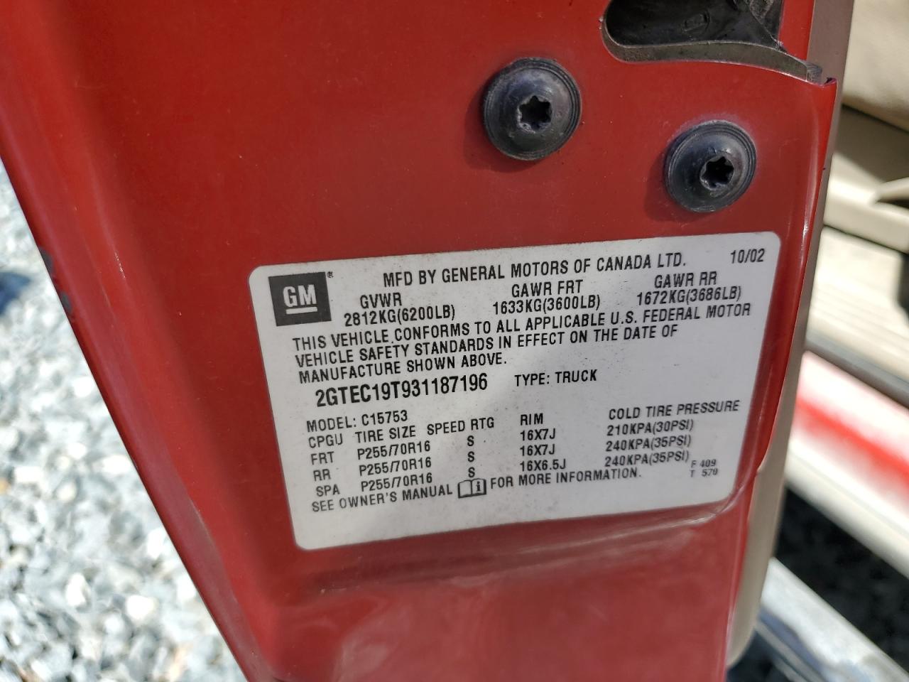 2GTEC19T931187196 2003 GMC New Sierra C1500