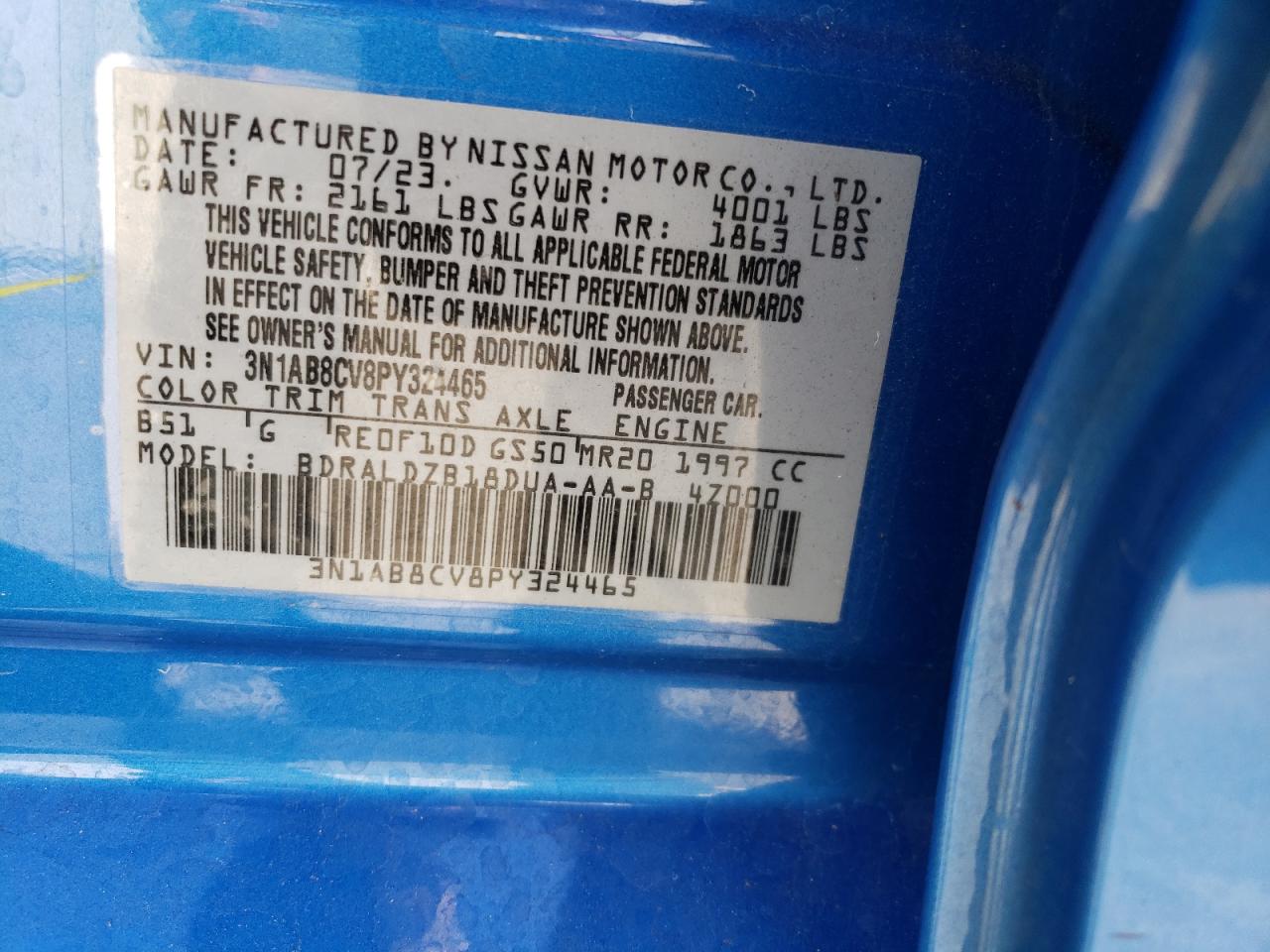 3N1AB8CV8PY324465 2023 Nissan Sentra Sv