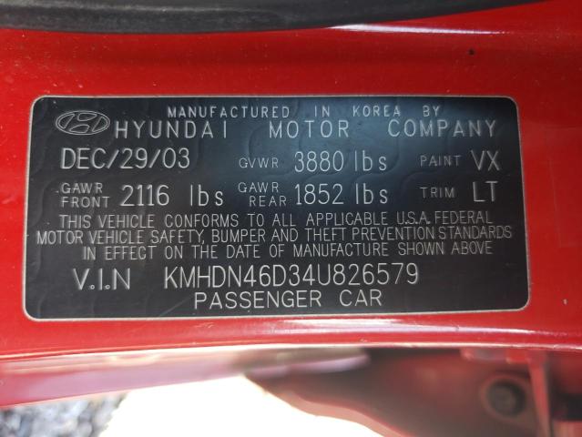 2004 Hyundai Elantra Gls VIN: KMHDN46D34U826579 Lot: 60954764