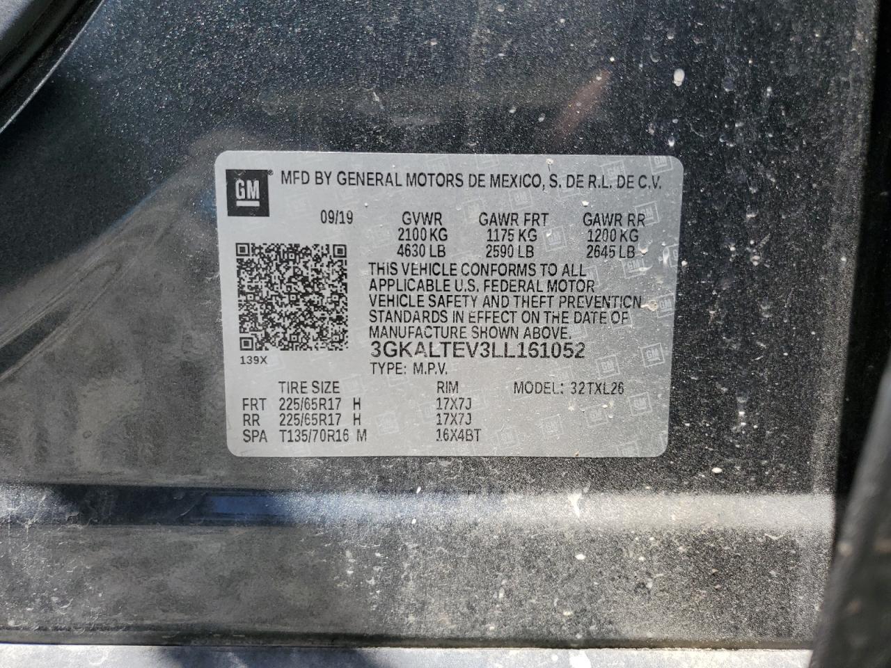 3GKALTEV3LL161052 2020 GMC Terrain Sle