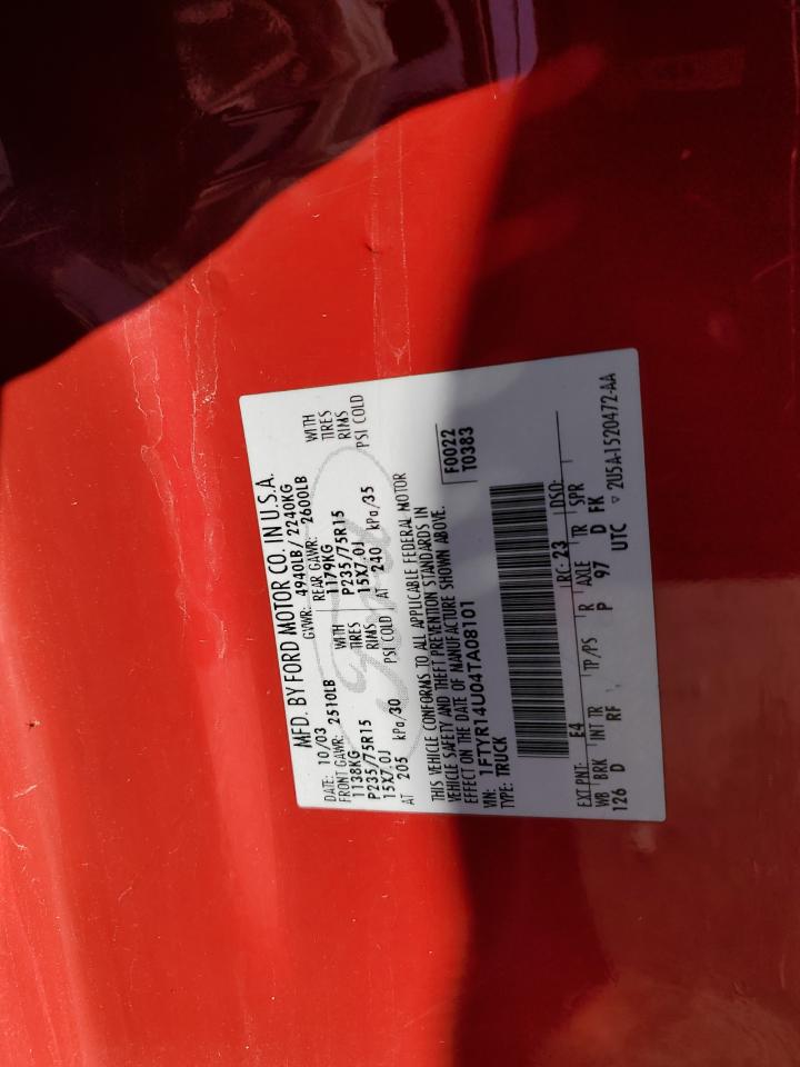 1FTYR14U04TA08101 2004 Ford Ranger Super Cab