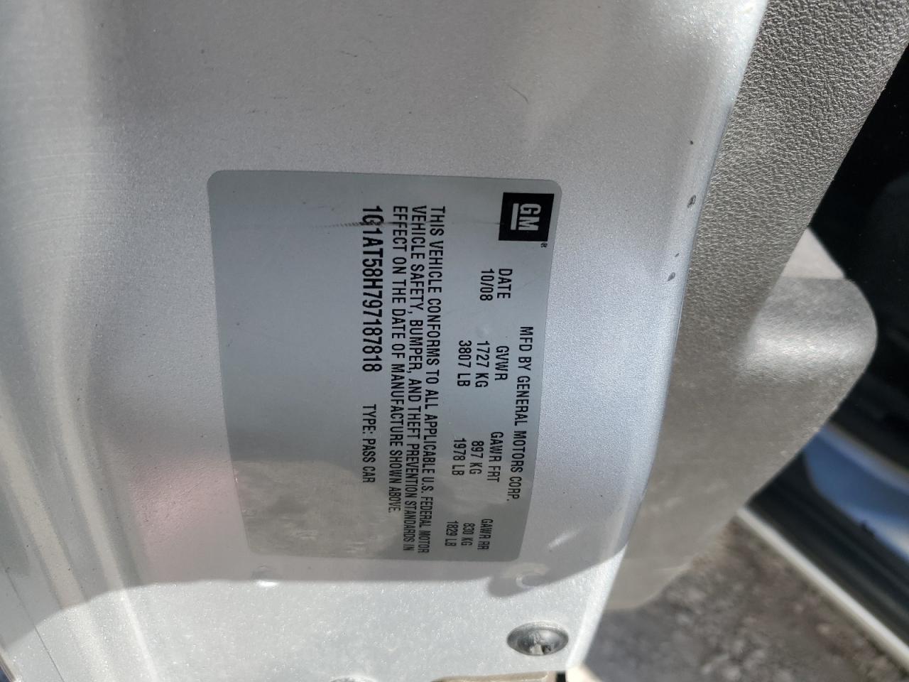 1G1AT58H797187818 2009 Chevrolet Cobalt Lt