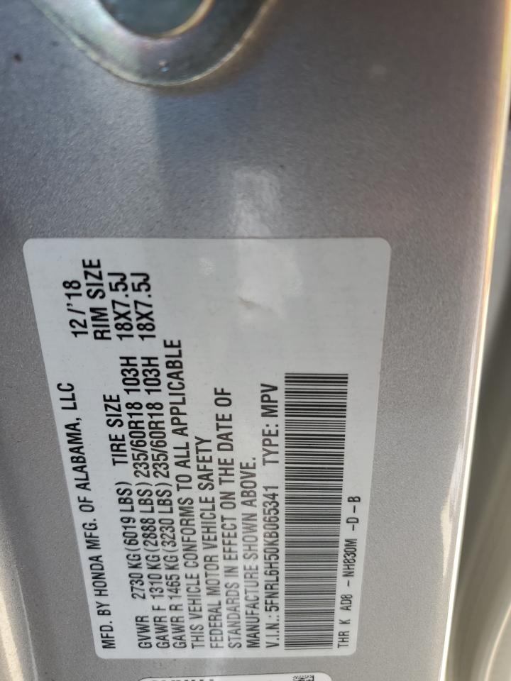 5FNRL6H50KB065341 2019 Honda Odyssey Ex