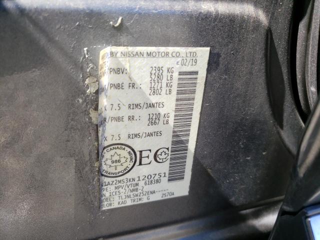 2019 Nissan Murano S VIN: 5N1AZ2MS3KN120751 Lot: 60170214