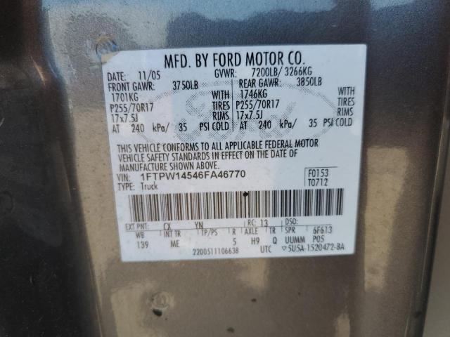 2006 Ford F150 Supercrew VIN: 1FTPW14546FA46770 Lot: 58759954