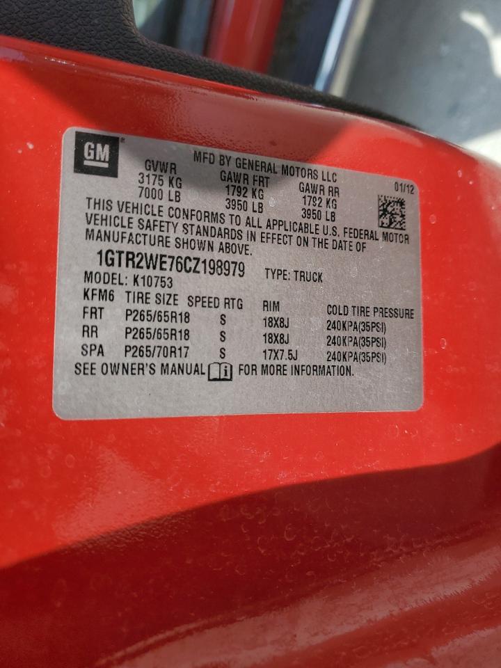 1GTR2WE76CZ198979 2012 GMC Sierra K1500 Slt
