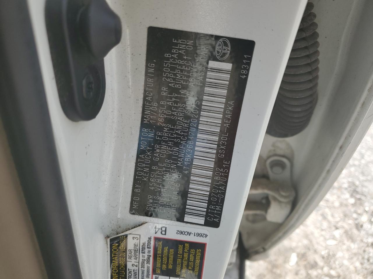 4T1BK36B47U202075 2007 Toyota Avalon Xl