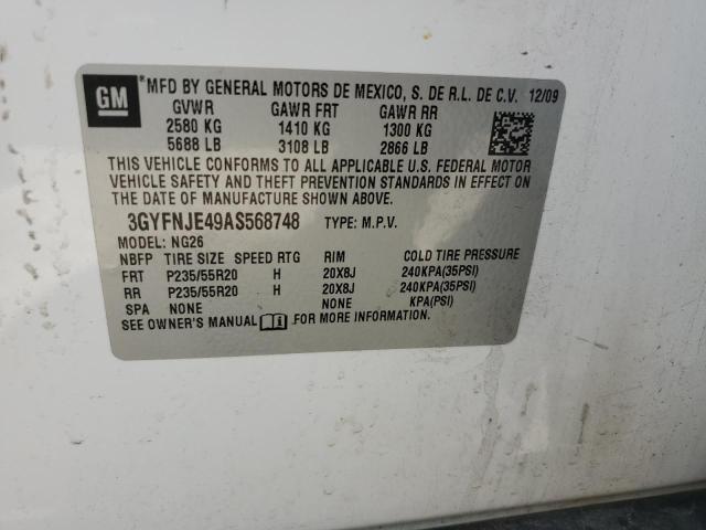 2010 Cadillac Srx Performance Collection VIN: 3GYFNJE49AS568748 Lot: 60215524