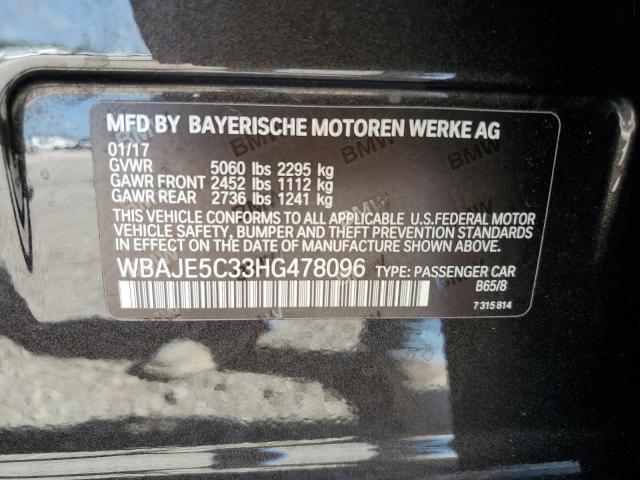 VIN WBAJE5C33HG478096 2017 BMW 5 Series, 540 I no.12