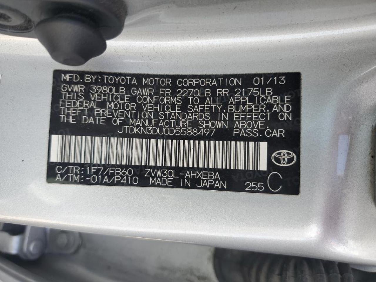 JTDKN3DU0D5588497 2013 Toyota Prius