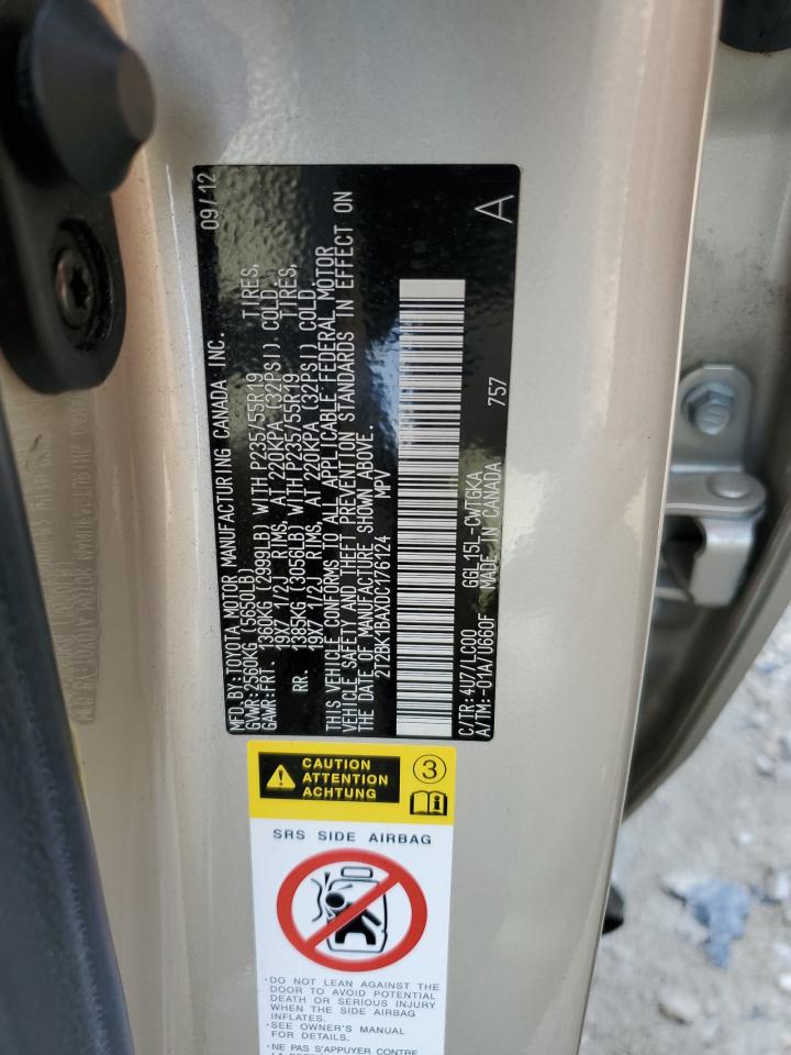 2T2BK1BAXDC176124 2013 Lexus Rx 350 Base