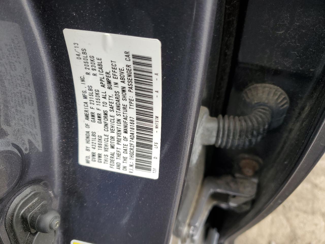 1HGCR2F74DA181687 2013 Honda Accord Ex