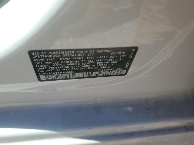 2018 Volkswagen Passat S VIN: 1VWAA7A32JC039687 Lot: 58245604