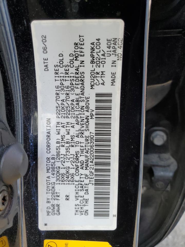 JTEGF21A220063907 2002 Toyota Highlander Limited