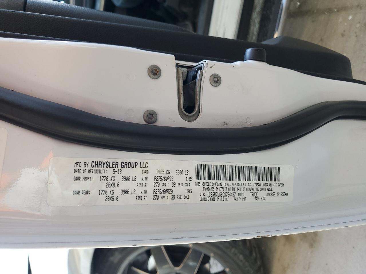 1C6RR7LG9DS704407 2013 Ram 1500 Slt