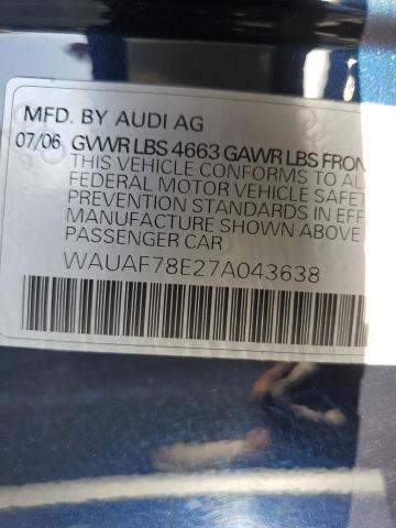 2007 Audi A4 2 VIN: WAUAF78E27A043638 Lot: 59795794