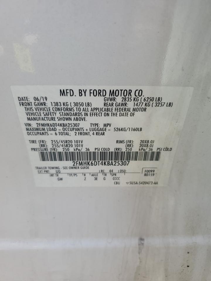 2FMHK6DT4KBA25307 2019 Ford Flex Limited