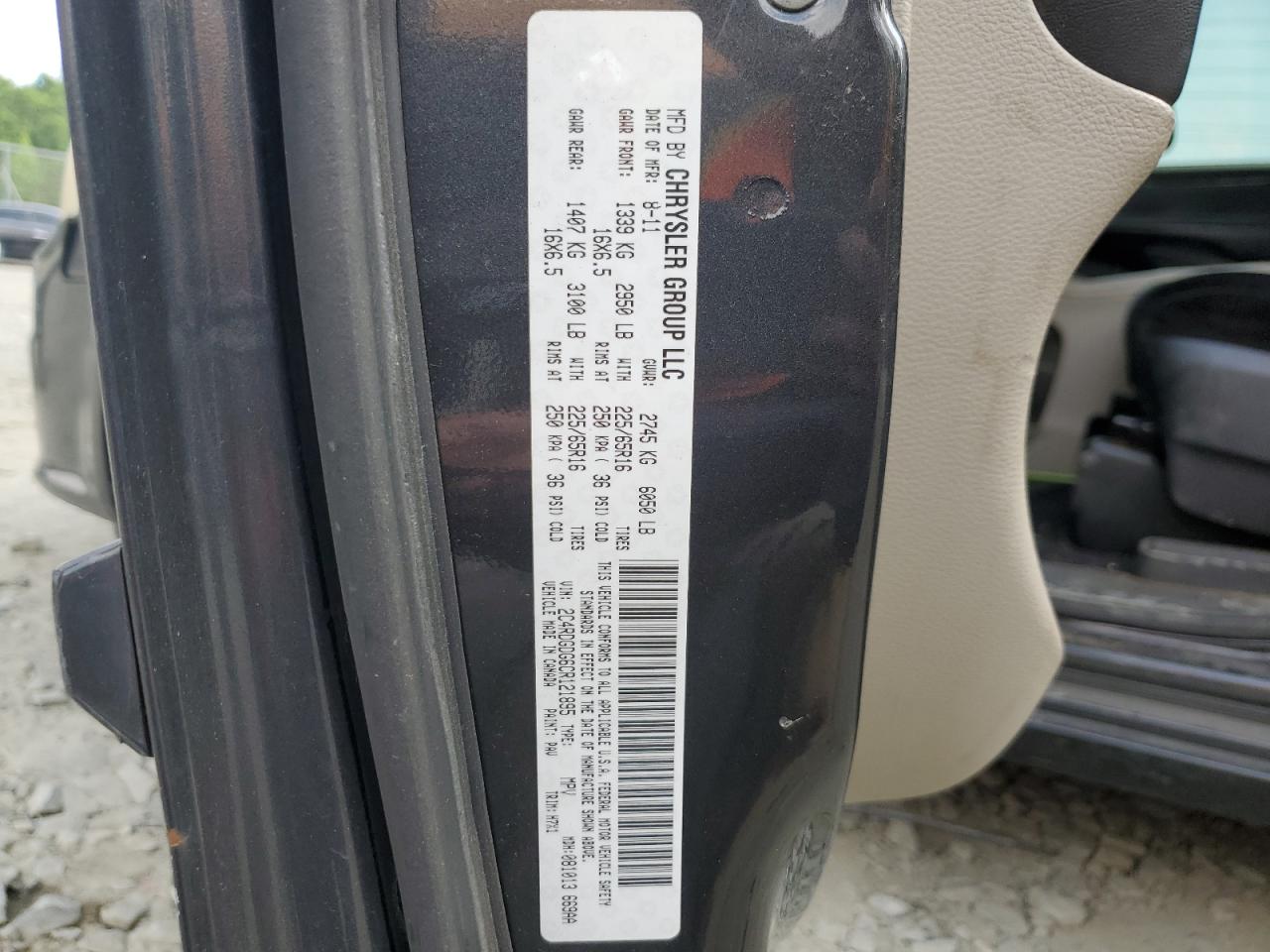 2012 Dodge Grand Caravan Crew vin: 2C4RDGDG6CR121895