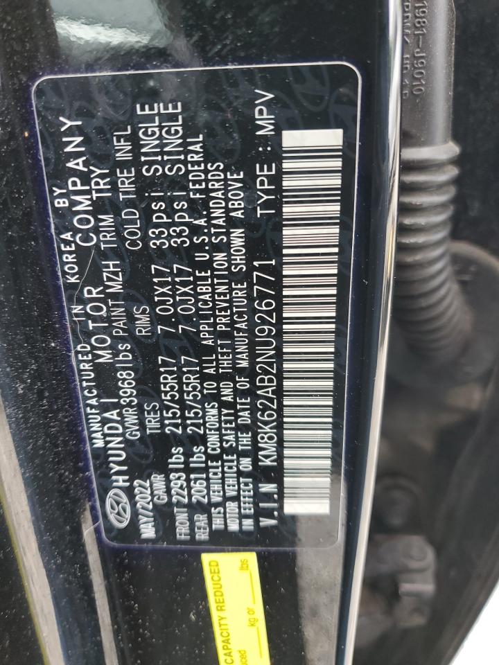 KM8K62AB2NU926771 2022 Hyundai Kona Sel