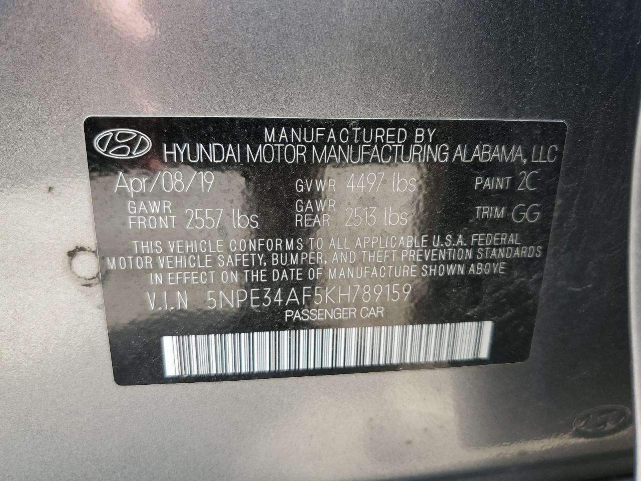 2019 Hyundai Sonata Limited vin: 5NPE34AF5KH789159