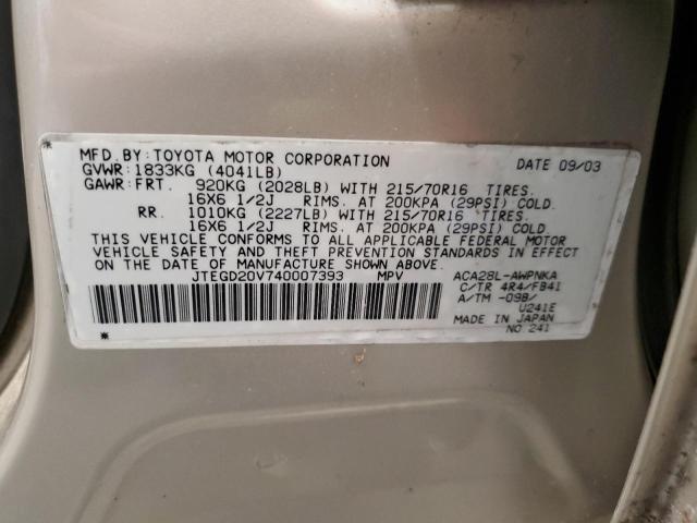 2004 Toyota Rav4 VIN: JTEGD20V740007393 Lot: 60747054